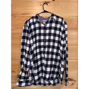 Men's Navy and White Lightweight Button Up Mountain Flannel